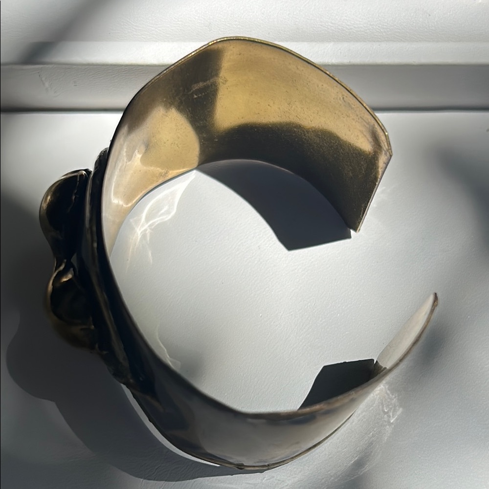 Artisan’s Brass Wide Gold Statement Cuff Bracelet - image 7